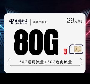 電信飛非卡29元185G流量(155G通用+30G定向)+0.1元/分鐘通話-赫茲號卡網
