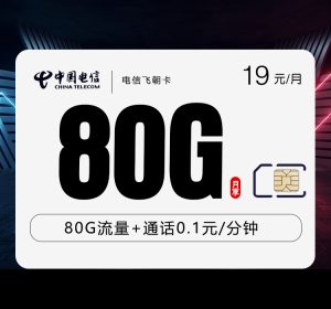 電信飛朝卡19元80G流量(50G通用+30G定向)+0.1元/分鐘-赫茲號(hào)卡網(wǎng)